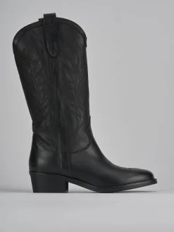 Stivali tacco 4cm pelle nero