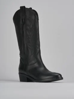 Stivali tacco 4cm pelle nero