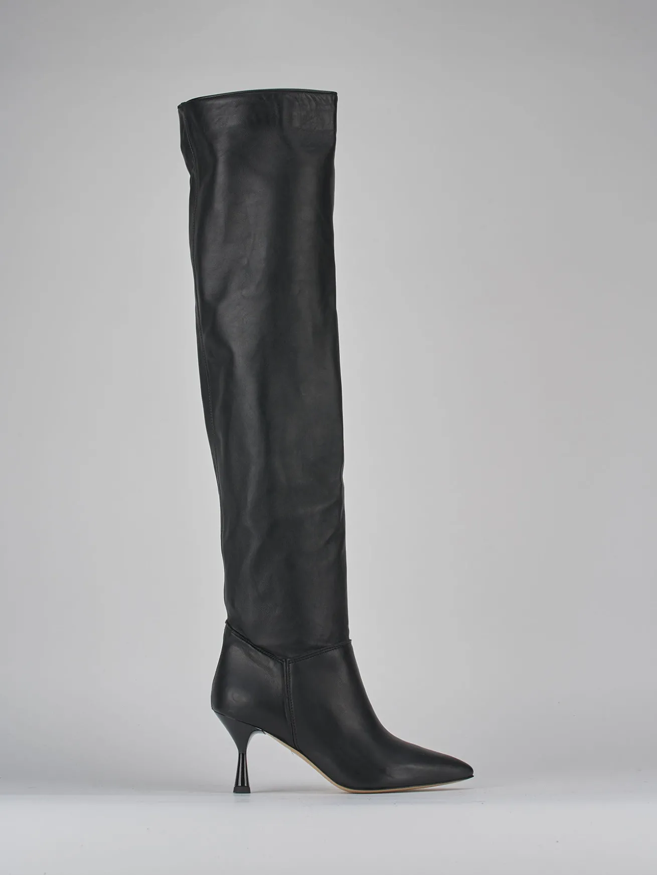 Stivali tacco 7cm pelle nero