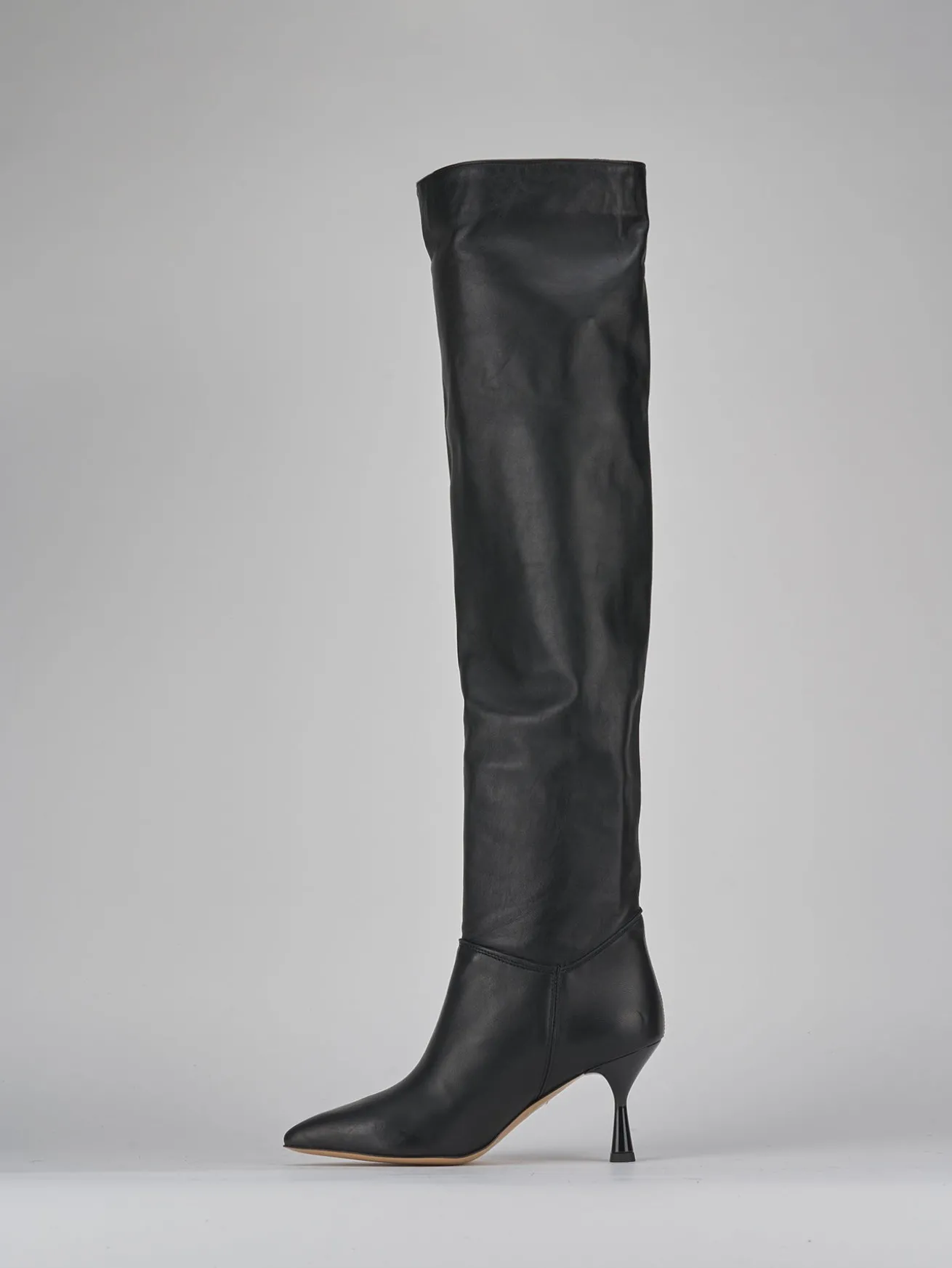 Stivali tacco 7cm pelle nero