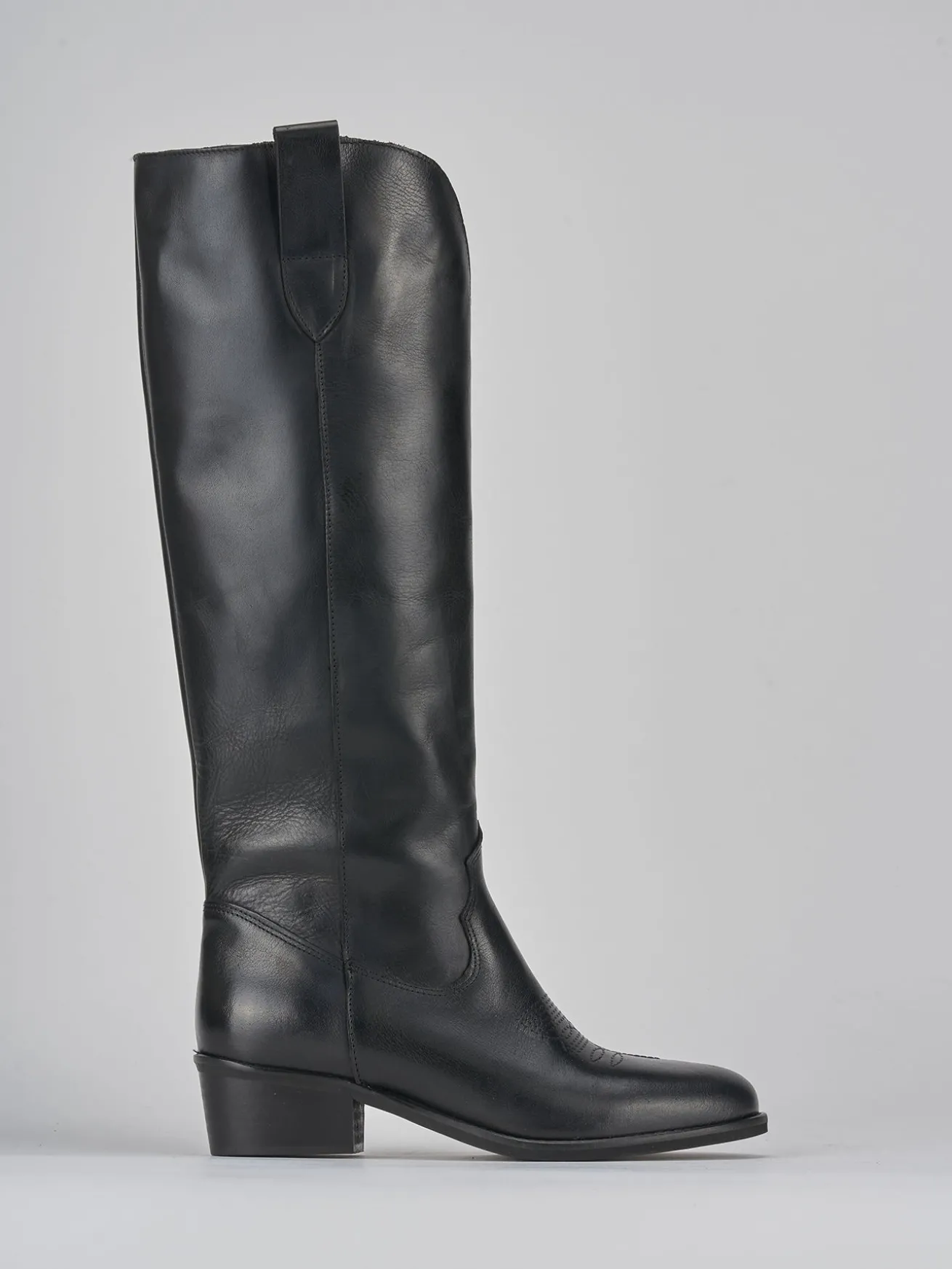 Stivali tacco 4cm pelle nero