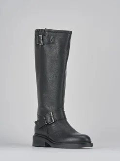 Stivali tacco 2cm pelle nero