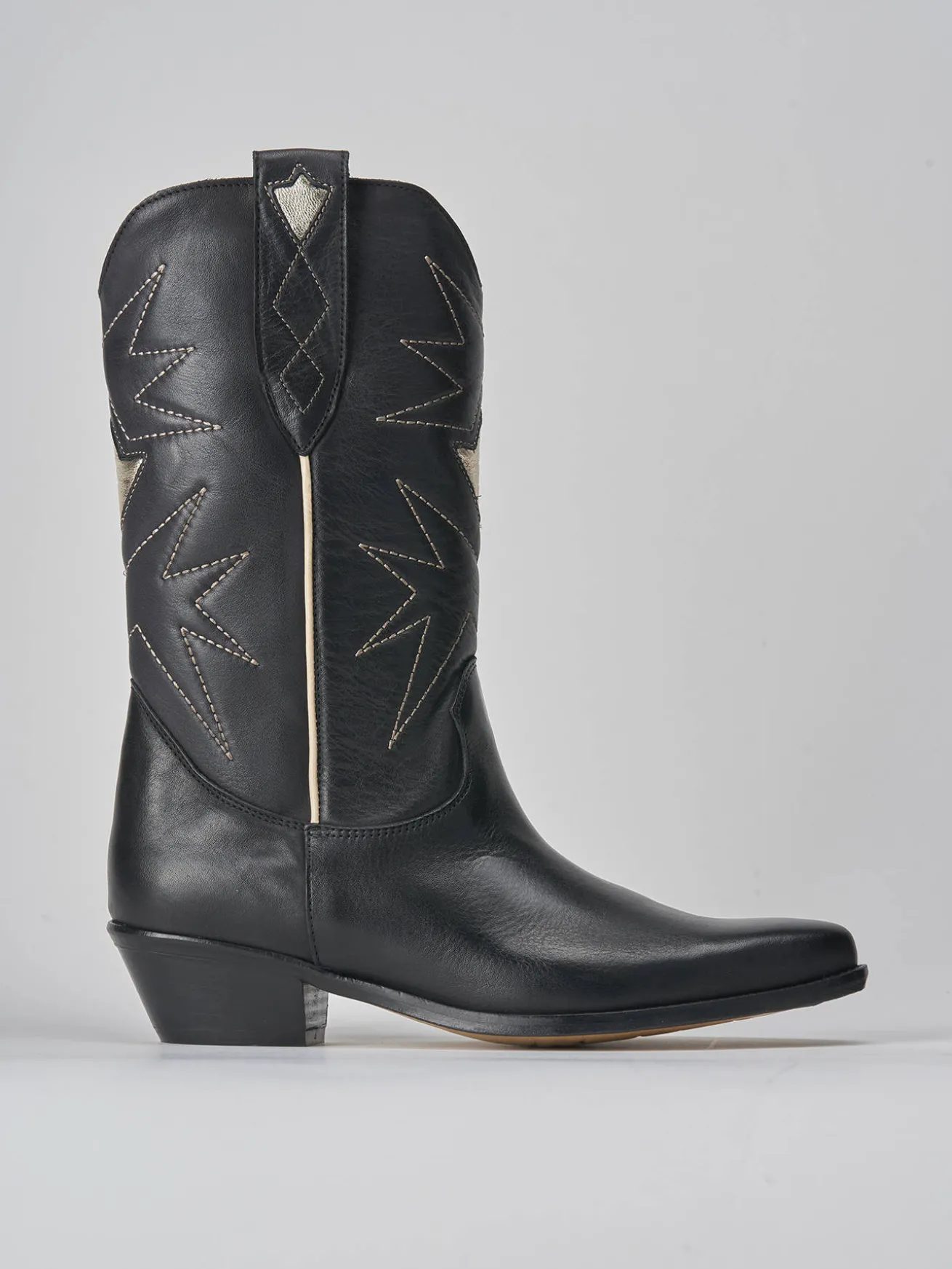 Stivali tacco 4cm pelle nero