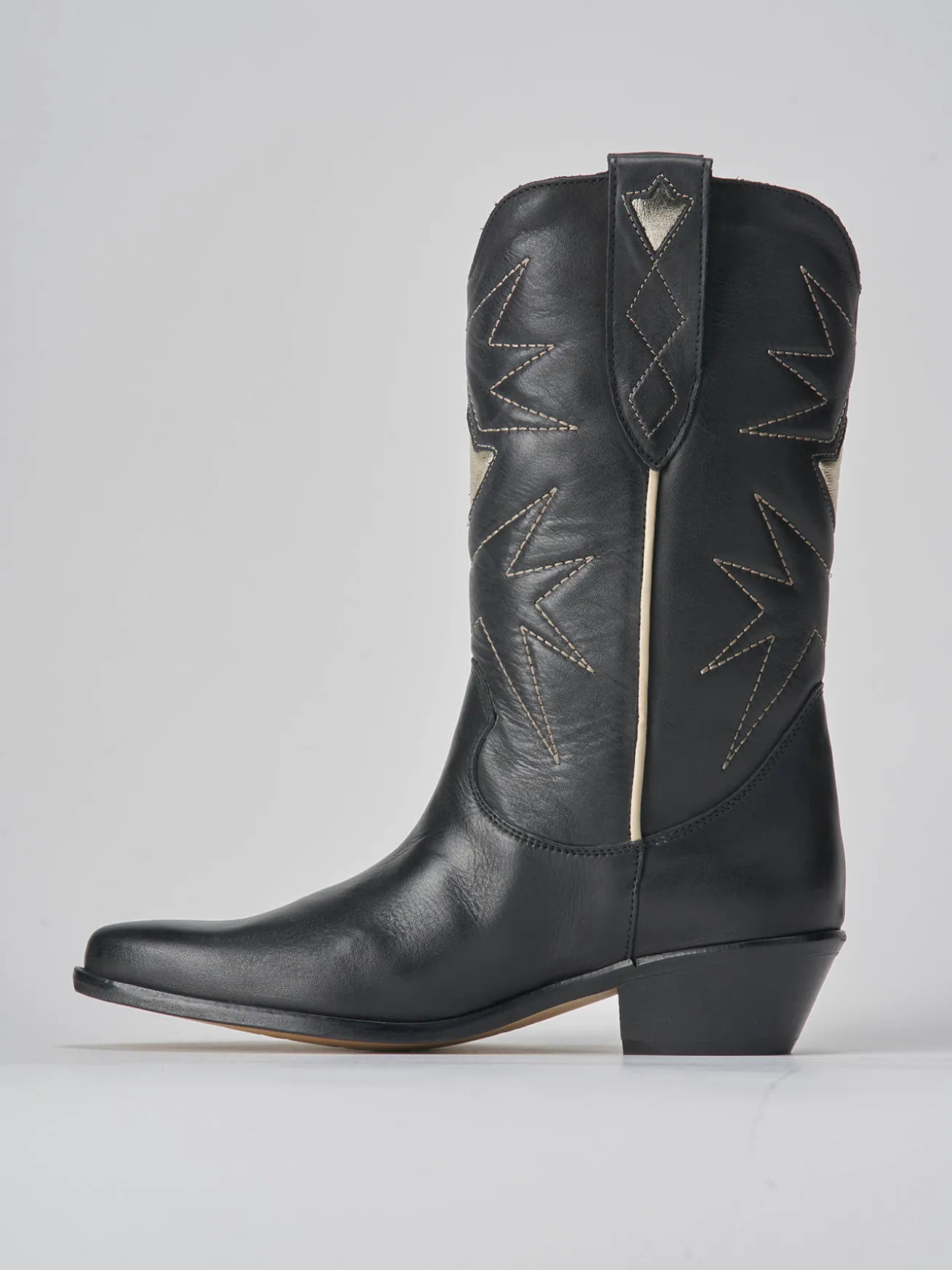 Stivali tacco 4cm pelle nero