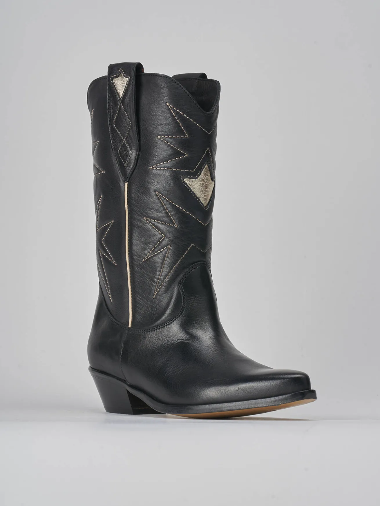 Stivali tacco 4cm pelle nero