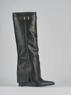 Stivali tacco 9cm pelle nero