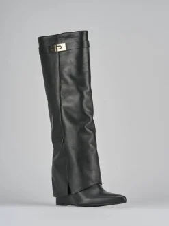 Stivali tacco 9cm pelle nero