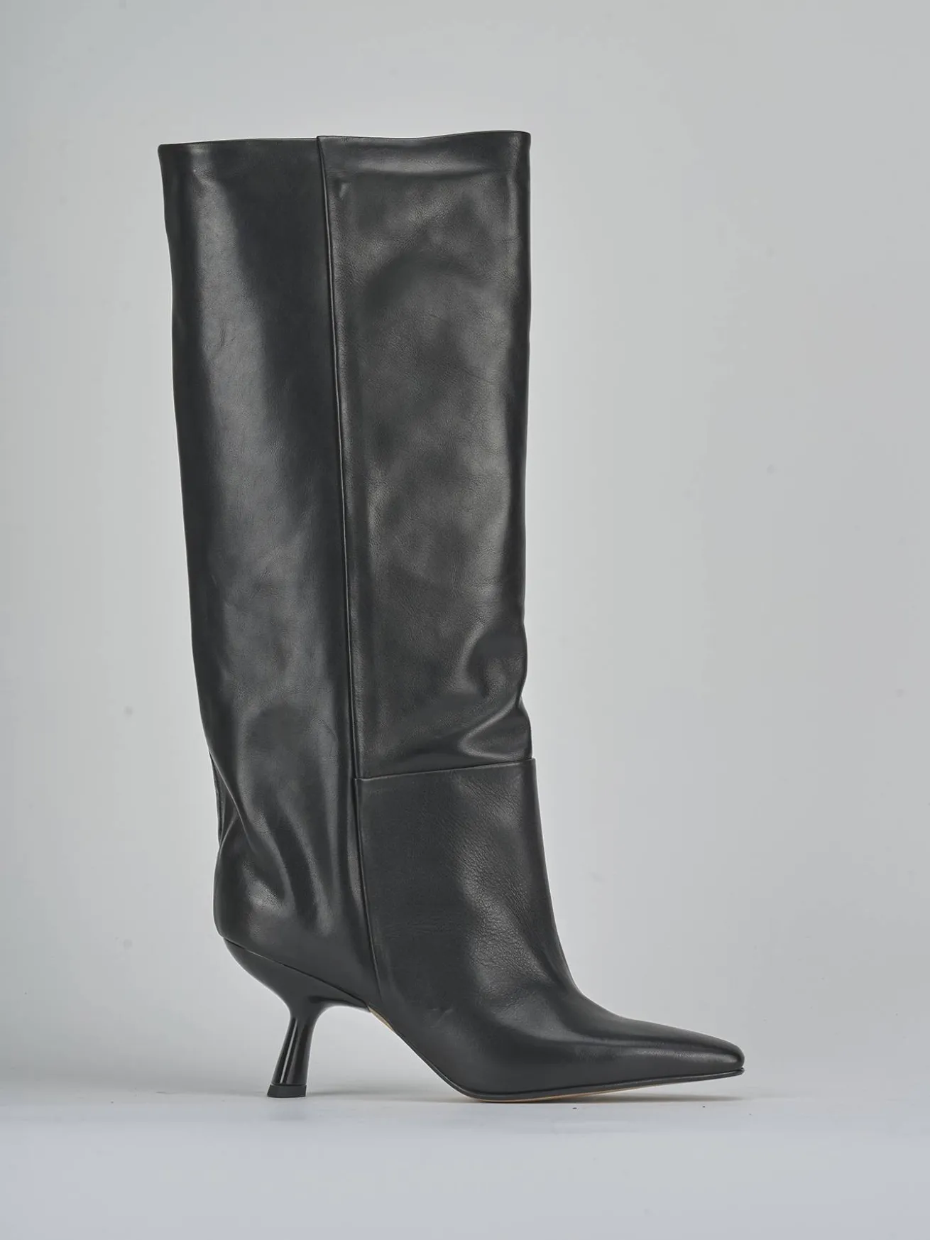 Stivali tacco 7cm pelle nero