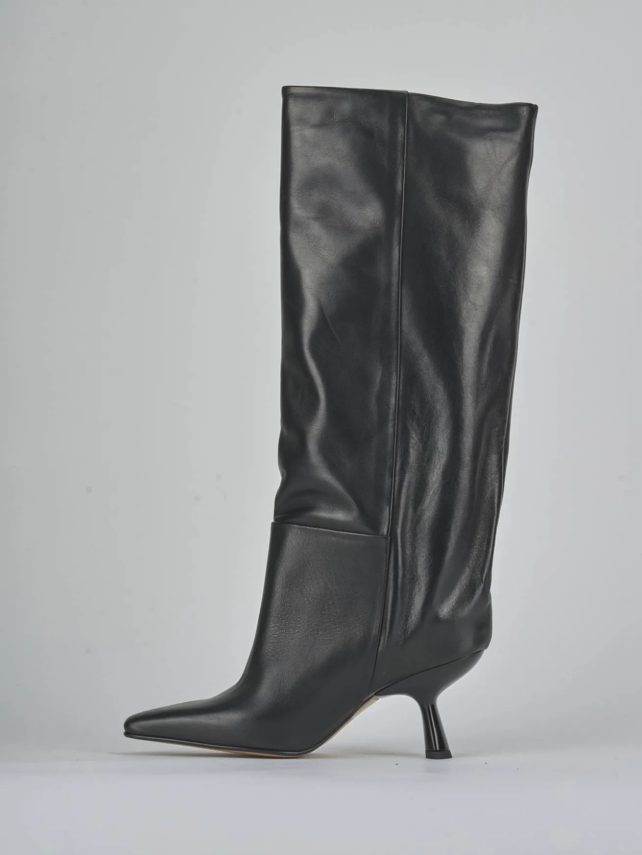 Stivali tacco 7cm pelle nero