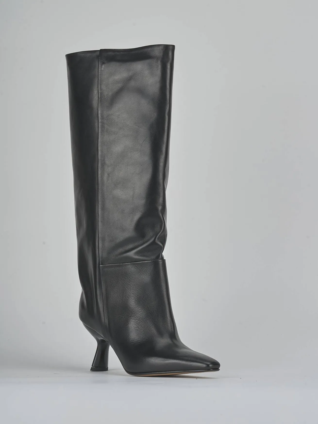 Stivali tacco 7cm pelle nero