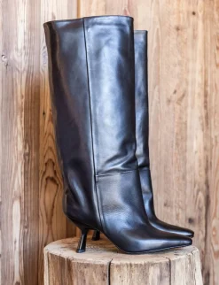 Stivali tacco 7cm pelle nero