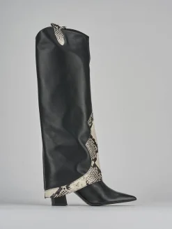 Stivali tacco 8cm pelle nero