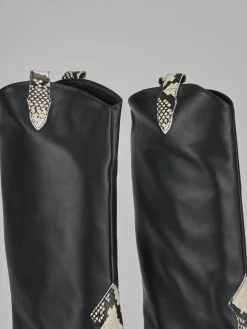 Stivali tacco 8cm pelle nero