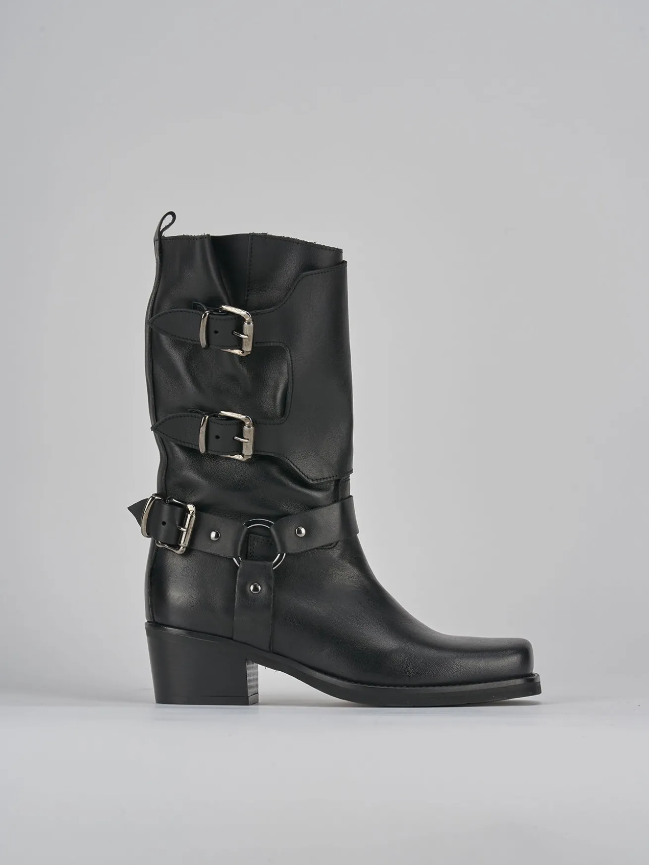 Stivali tacco 4cm pelle nero