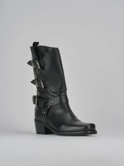 Stivali tacco 4cm pelle nero