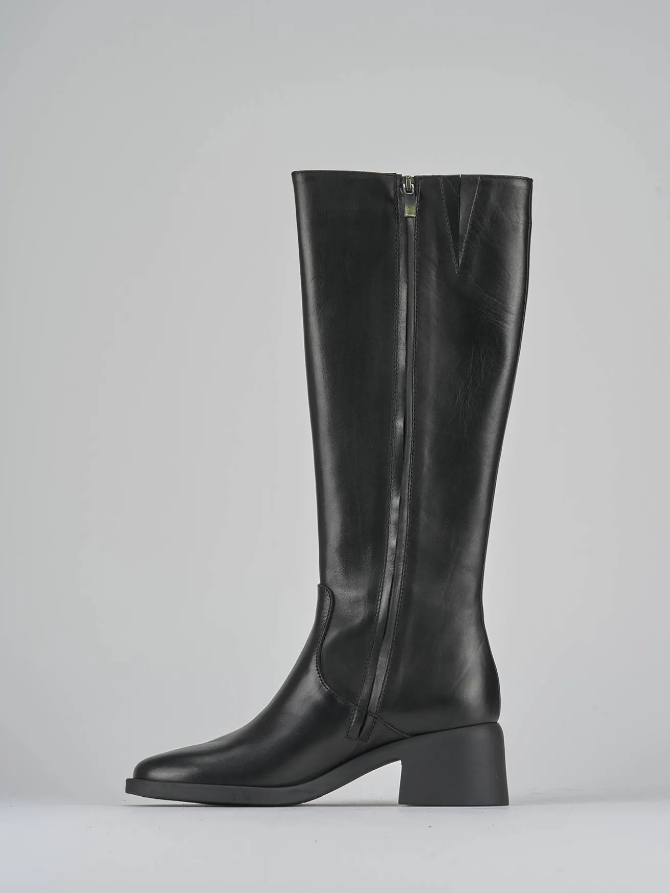 Stivali tacco 5cm pelle nero