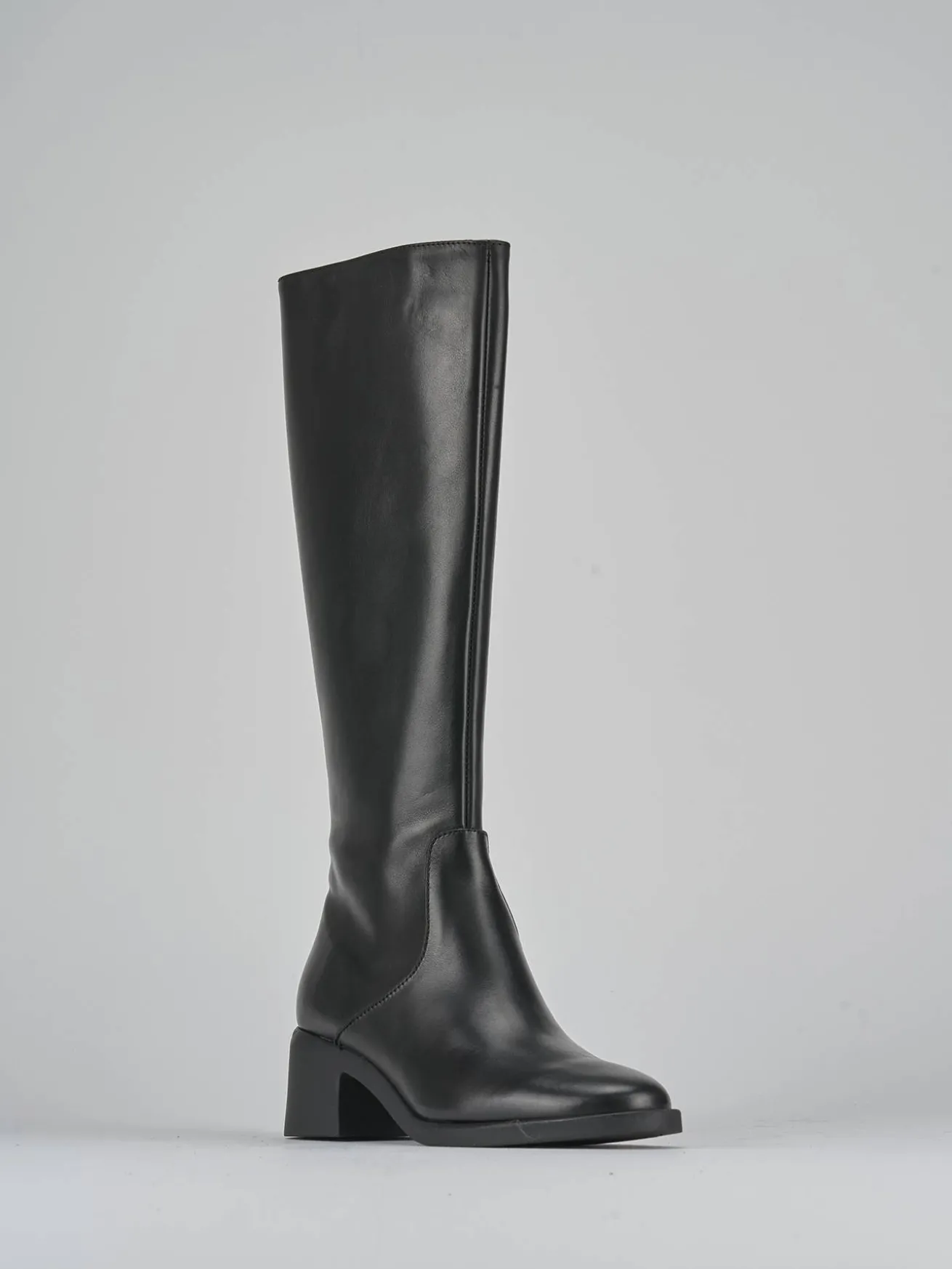 Stivali tacco 5cm pelle nero