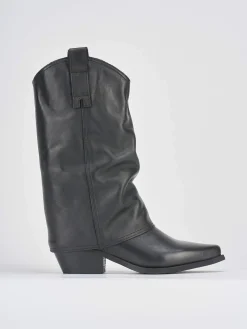 Stivali tacco 5cm pelle nero