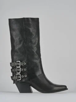 Stivali tacco 7cm pelle nero