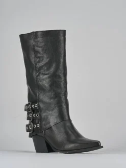 Stivali tacco 7cm pelle nero