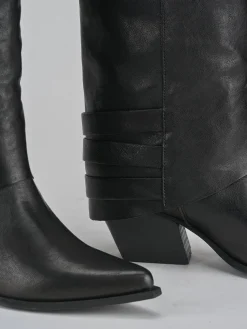 Stivali tacco 7cm pelle nero