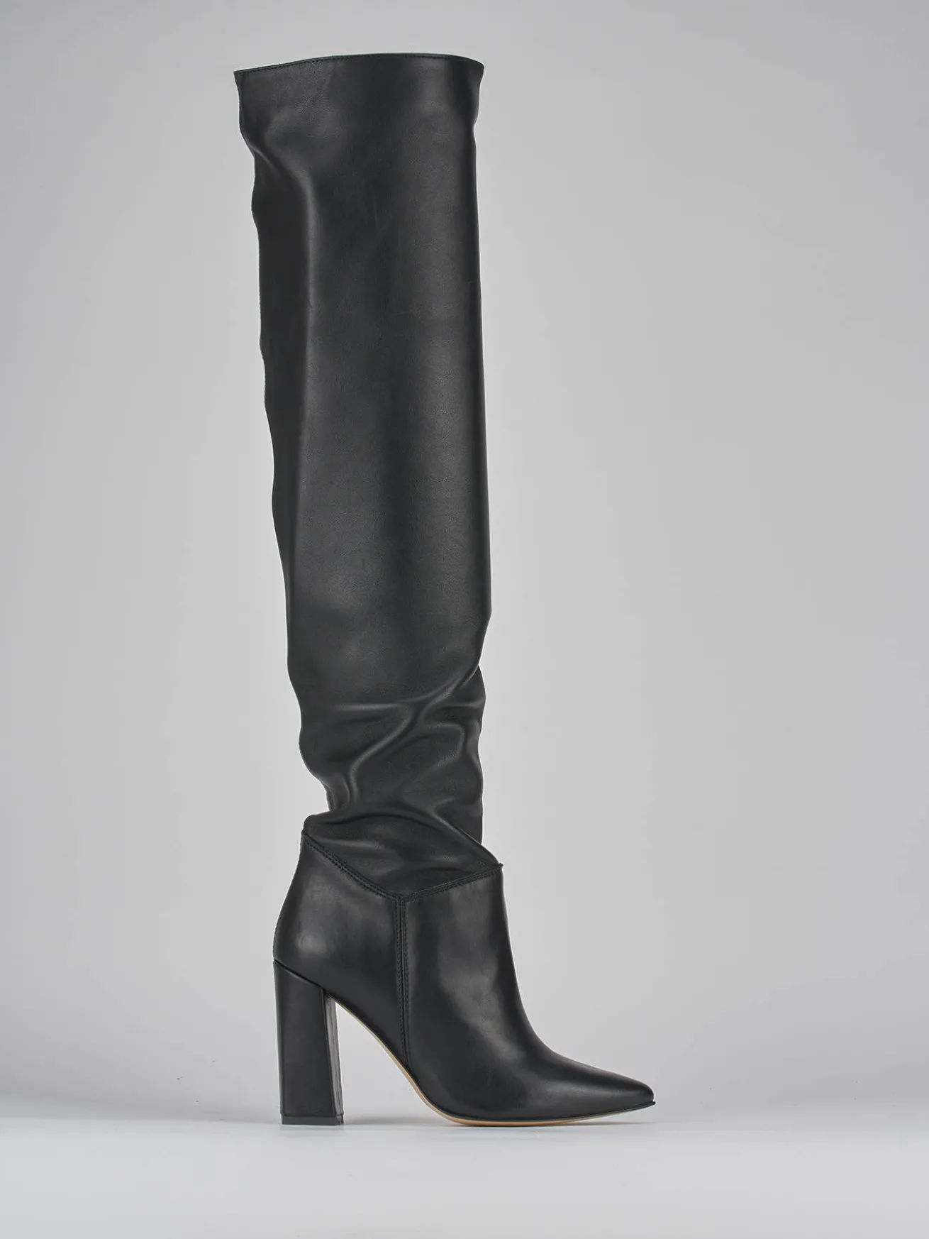 Stivali tacco 9cm pelle nero