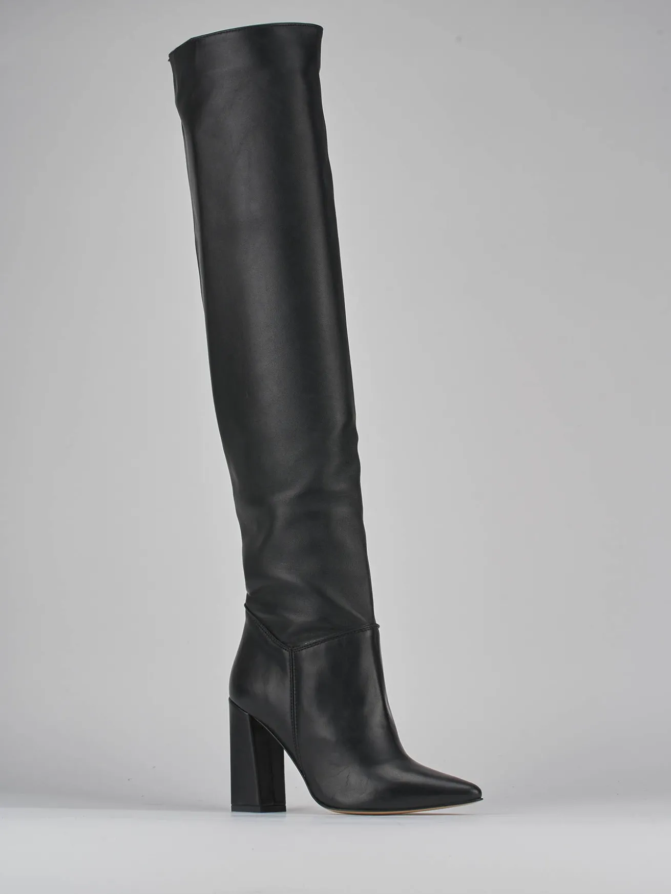 Stivali tacco 9cm pelle nero