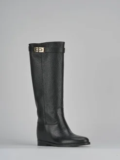 Stivali tacco 2cm pelle nero