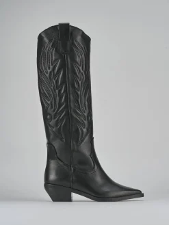 Stivali tacco 7cm pelle nero