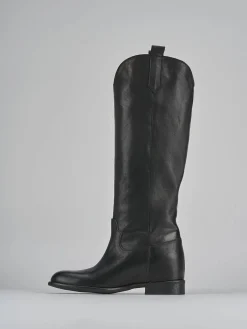 Stivali tacco 2cm pelle nero