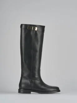 Stivali tacco 2cm pelle nero