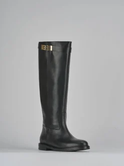 Stivali tacco 2cm pelle nero