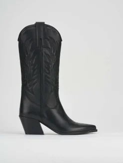 Stivali tacco 7cm pelle nero