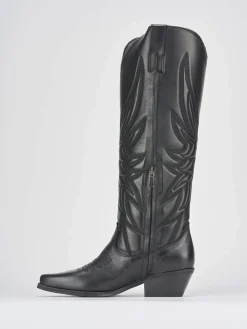 Stivali tacco 5cm pelle nero