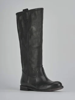 Stivali tacco 1cm pelle nero