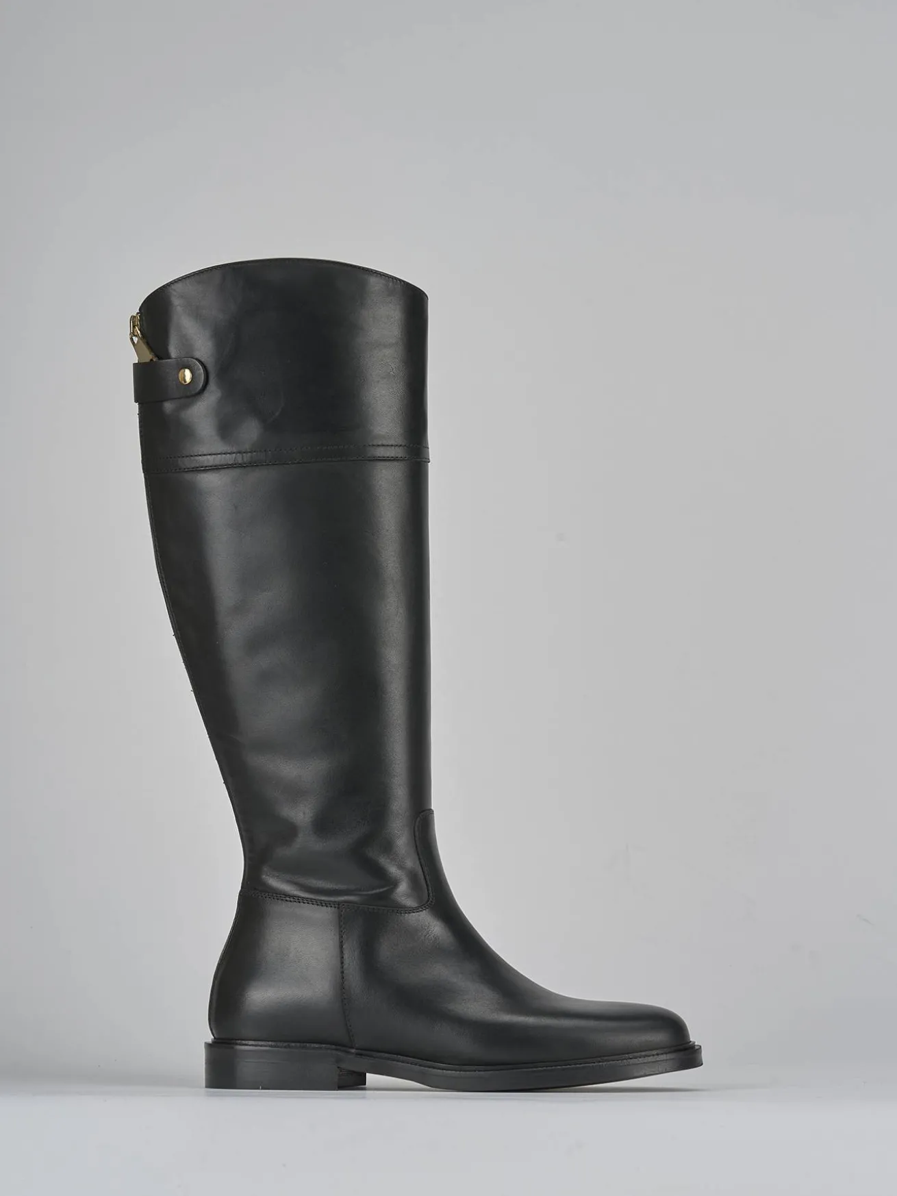 Stivali tacco 2cm pelle nero