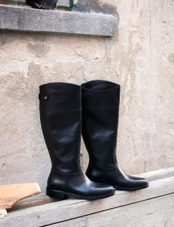 Stivali tacco 2cm pelle nero