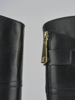 Stivali tacco 2cm pelle nero