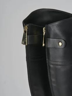 Stivali tacco 2cm pelle nero