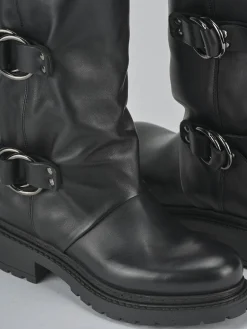 Stivali tacco 2cm pelle nero