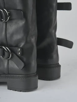 Stivali tacco 2cm pelle nero