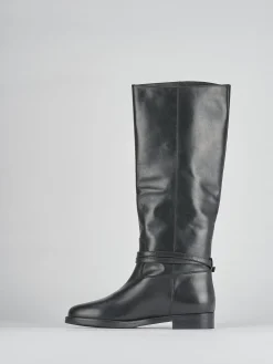 Stivali tacco 2cm pelle nero