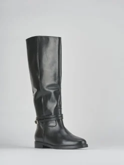 Stivali tacco 2cm pelle nero