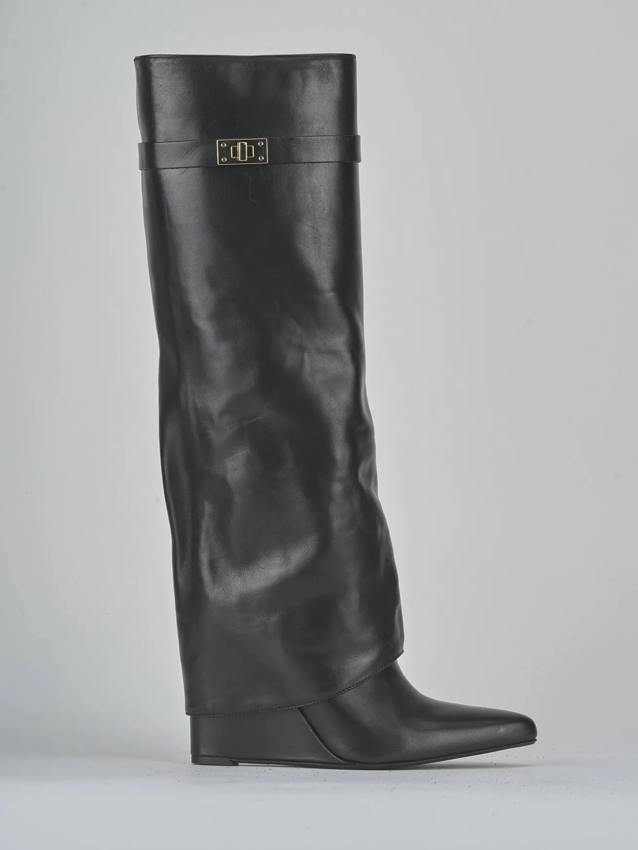 Stivali tacco 9cm pelle nero