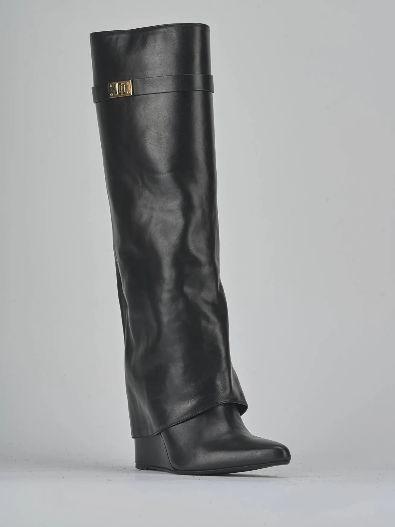 Stivali tacco 9cm pelle nero