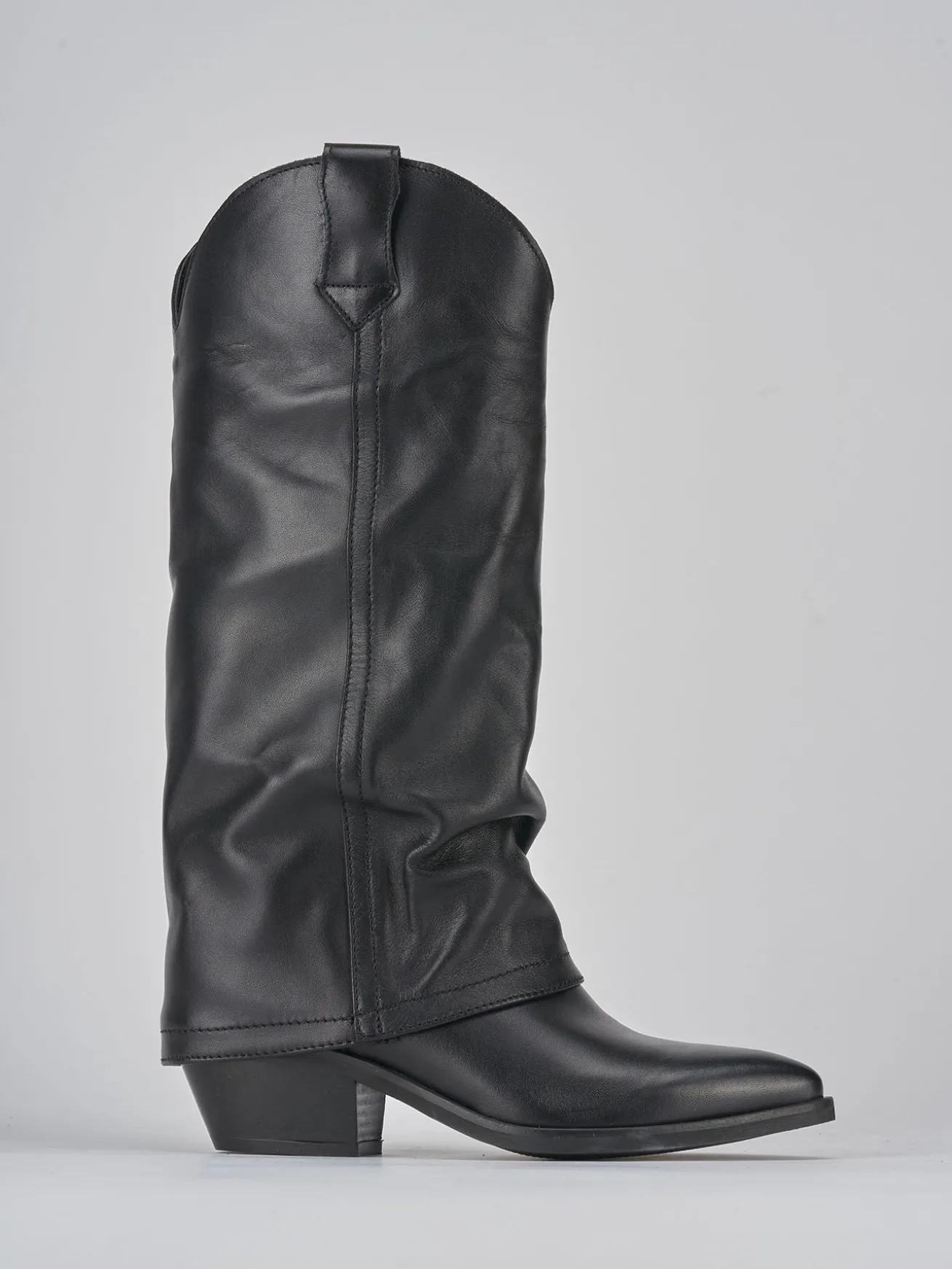 Stivali tacco 4cm pelle nero