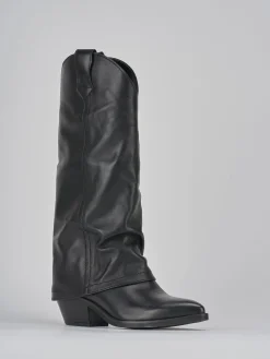 Stivali tacco 4cm pelle nero