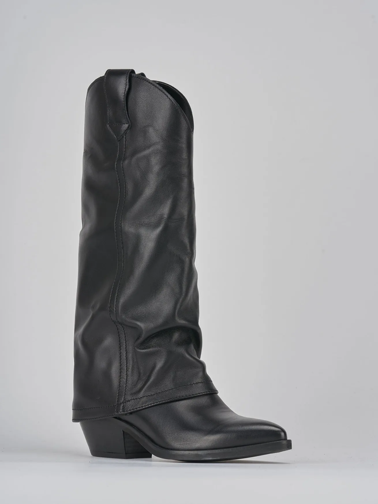 Stivali tacco 4cm pelle nero