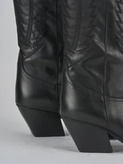 Stivali tacco 7cm pelle nero