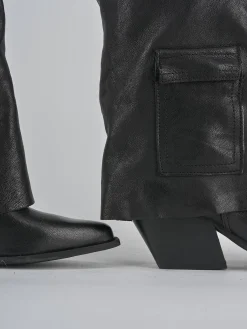 Stivali tacco 7cm pelle nero